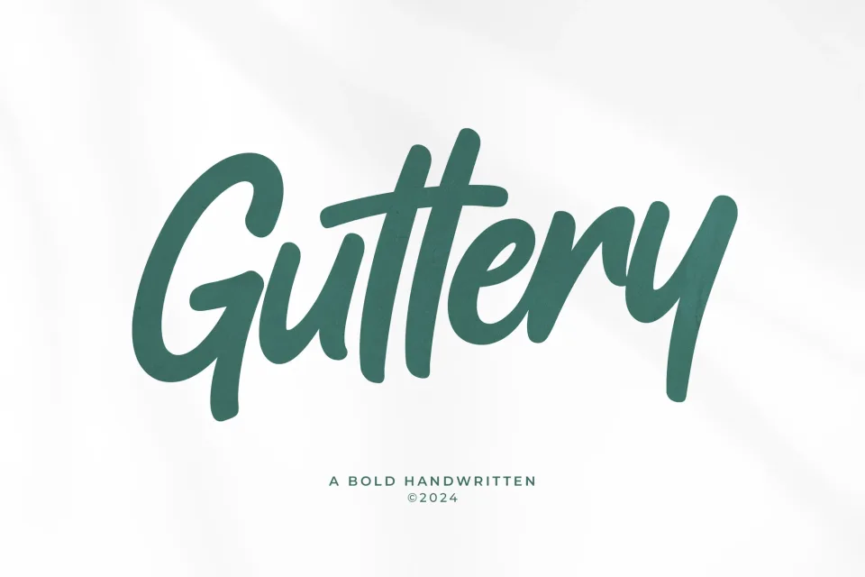 Guttery bold handwritten font preview