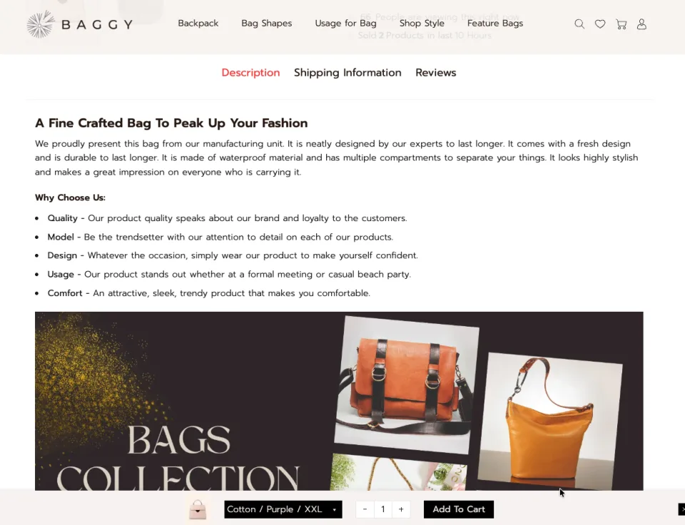 products details section