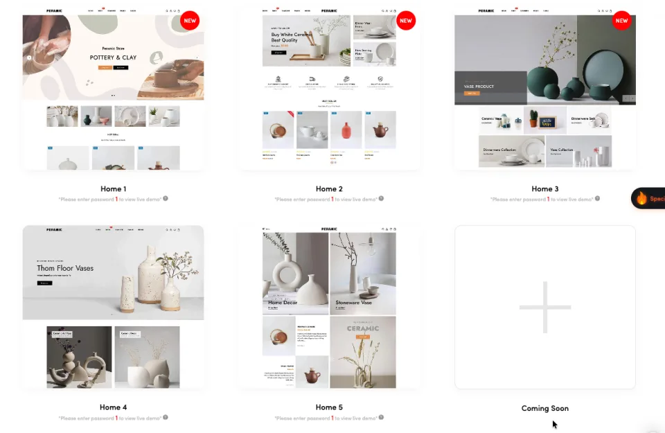 Shopify theme for handmade ceramic pottery and home decor store