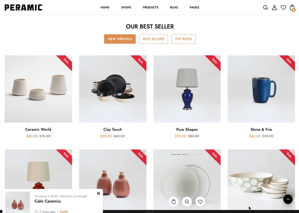 Ceramic planters and vases ecommerce product page design