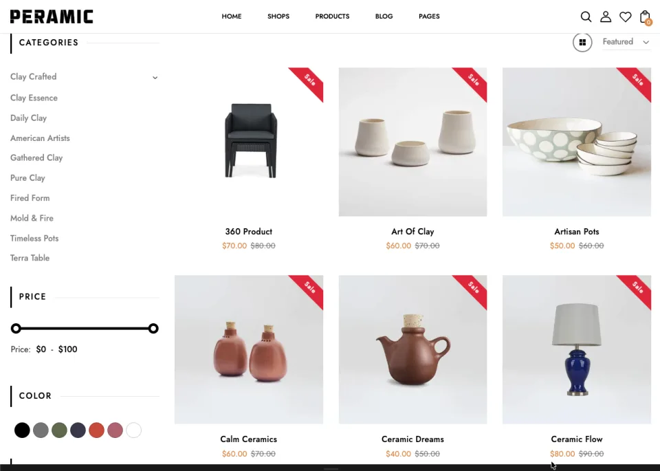 Home decor product detail page for ceramic vases and ornaments