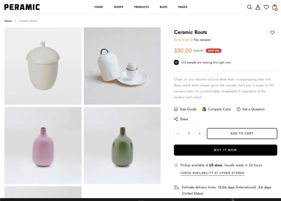 Modern ceramic art and handcrafted home accessories storefront