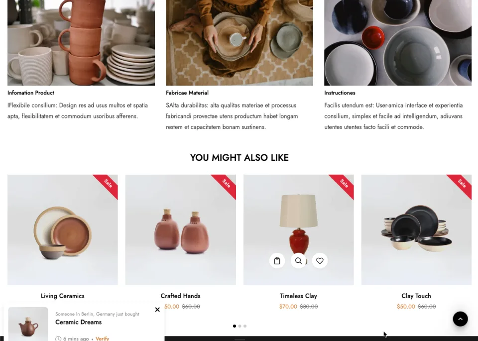 1. Elegant ceramic pottery ecommerce website with modern home decor