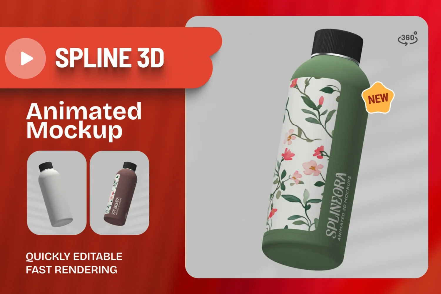 3D Animated bottle mockup