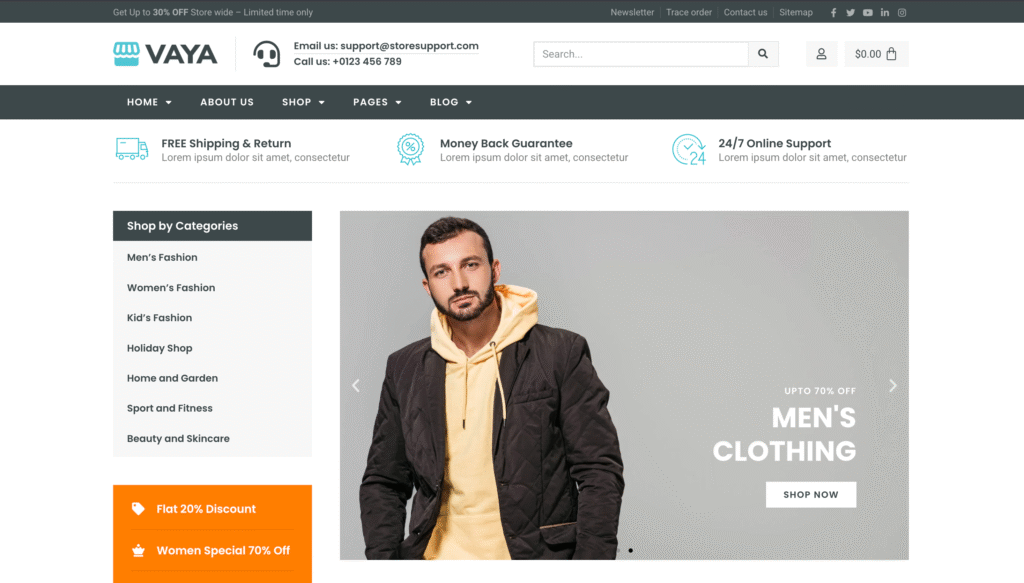 Vaya E-commerce Elementor Template Kit