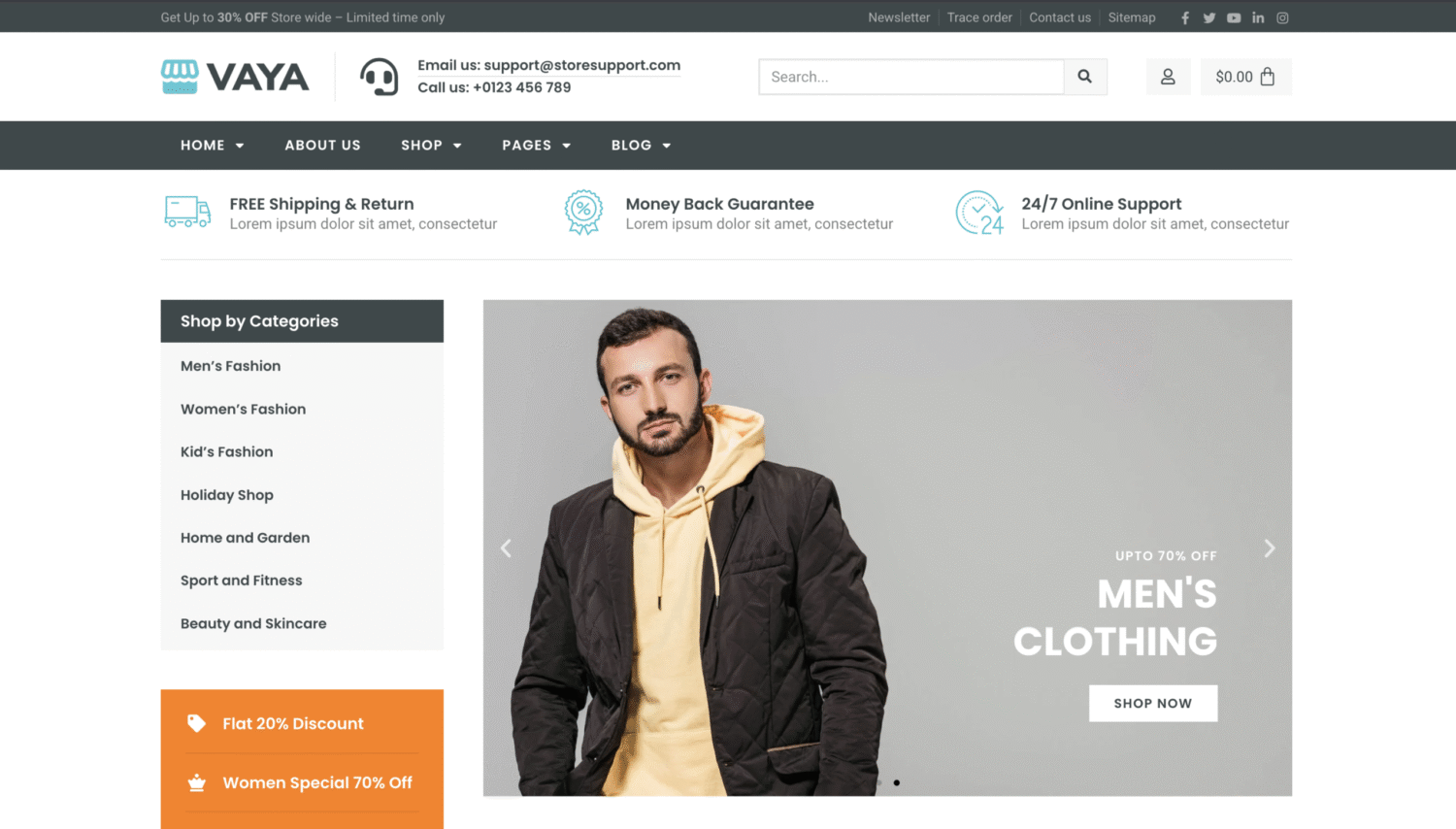 Vaya E-commerce Elementor Template Kit