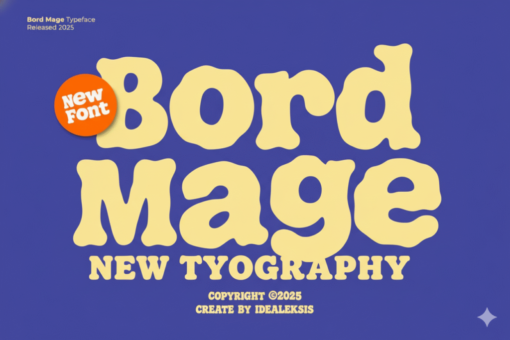 Bord Mage – Playful Retro Display Font | Groovy, Bold & Bubbly Vintage Typeface (4 Formats)