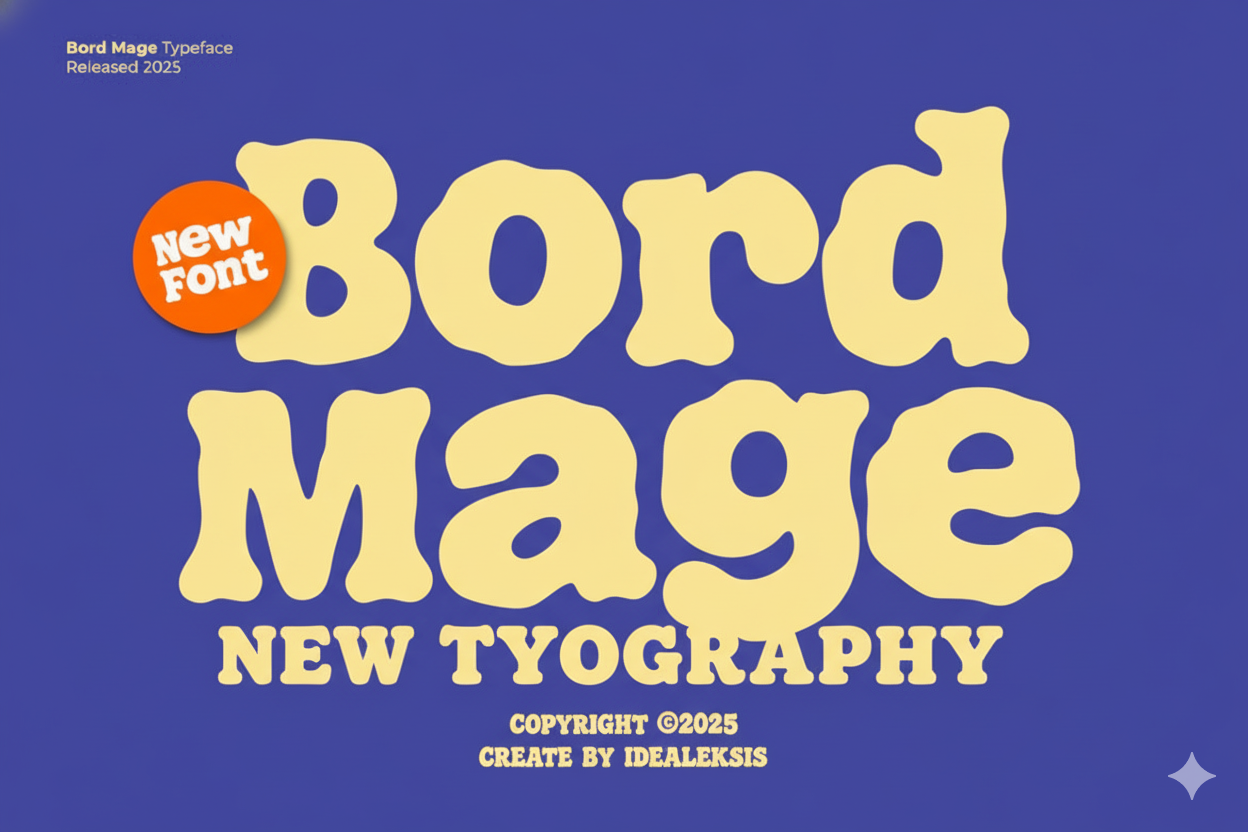 Bord Mage – Playful Retro Display Font | Groovy, Bold & Bubbly Vintage Typeface (4 Formats)