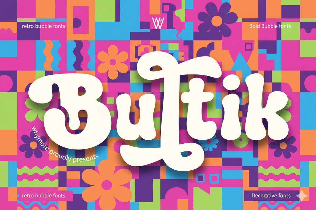 Bultik – Groovy Retro Bubble Font | 70s Display Typeface for Nostalgic Branding & Posters