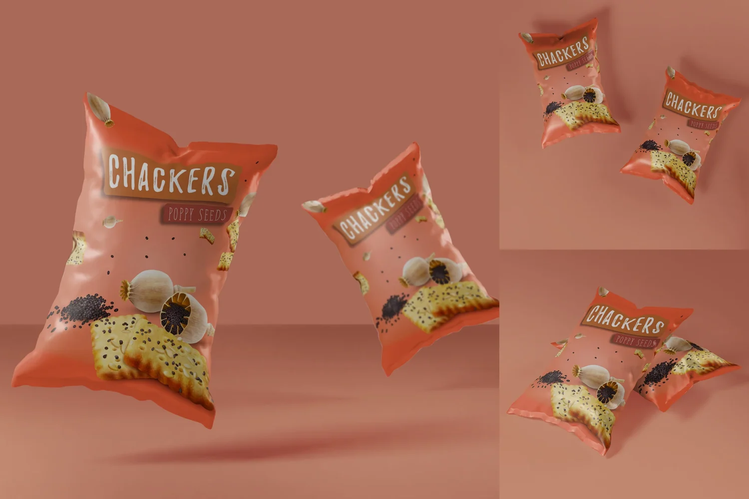 Snack Mockup: Delicious CHACKERS with Poppy Seeds