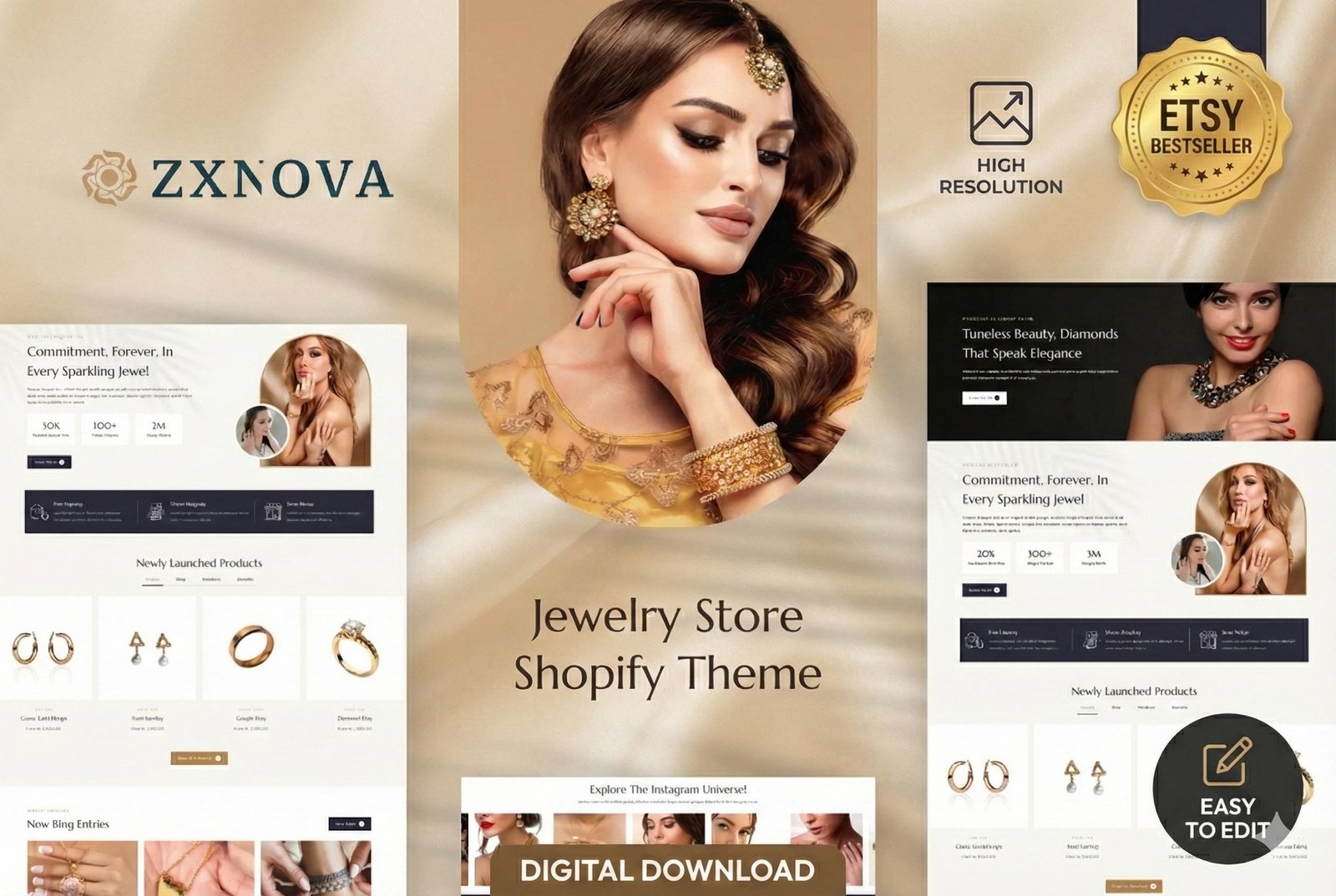 Jewelry Shopify Theme | Luxury Gold & Diamond Store Website