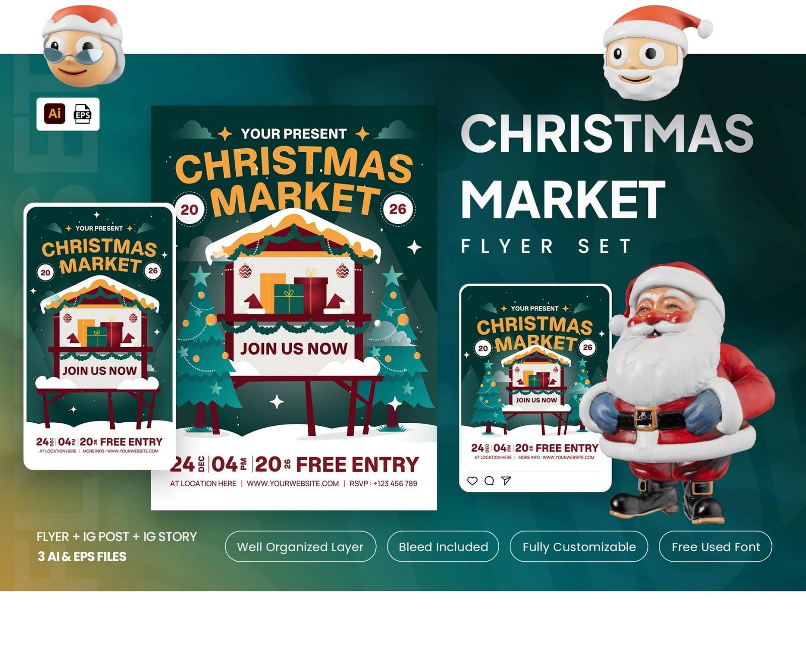 Christmas Party Flyer Set