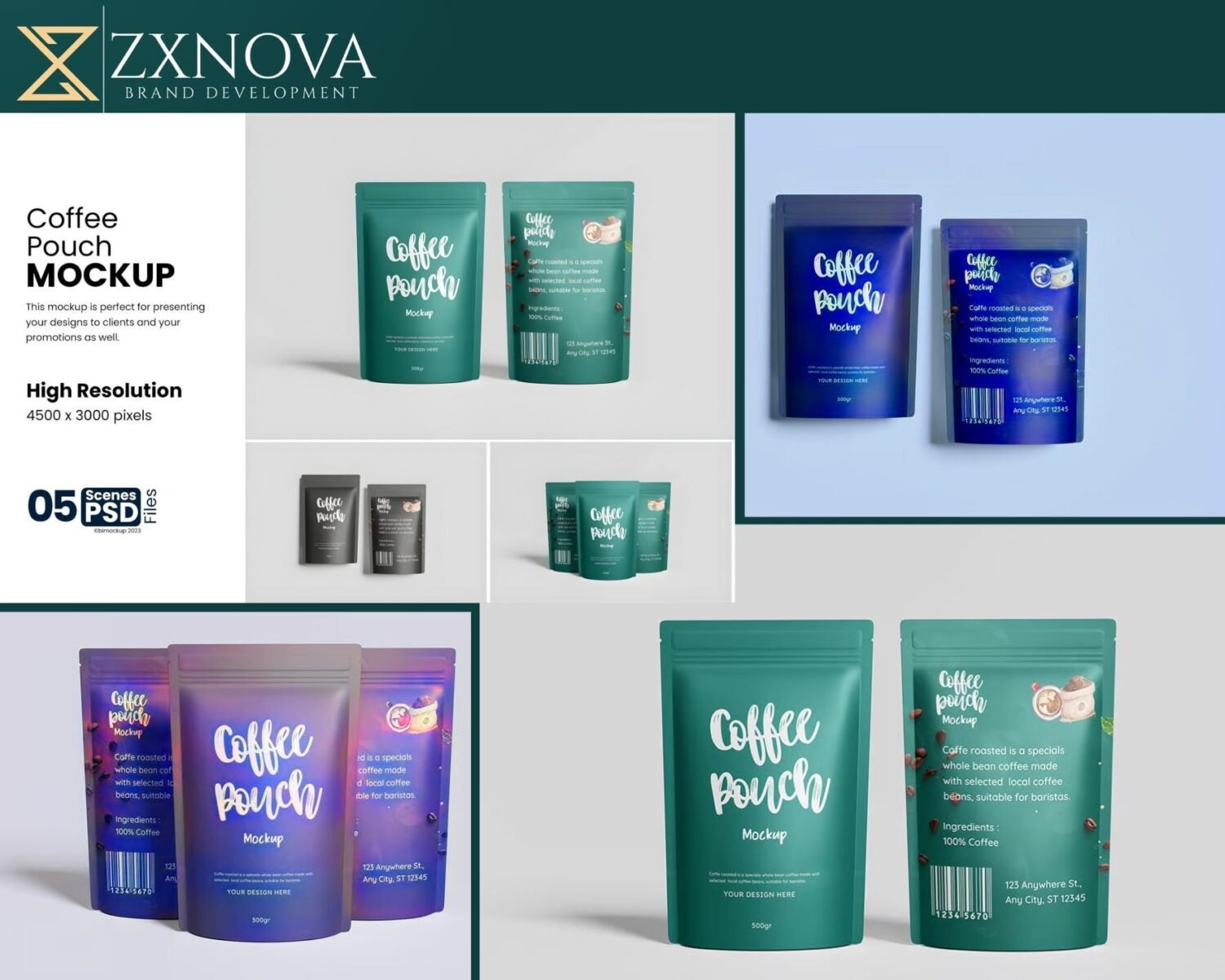 Coffee Pouch Mockup PSD